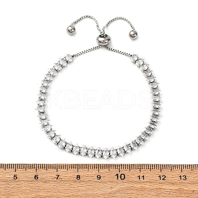 304 Stainless Steel with Clear Cubic Zirconia Link Chain Bracelets BJEW-G754-03P-04-1