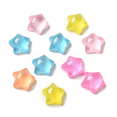 Transparent Resin Decoden Cabochons with Glitter Powder RESI-E053-08E-1