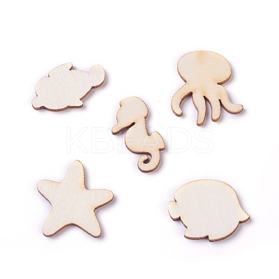 Sea World Theme Wooden Cabochons WOOD-I003-09-1