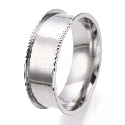 201 Stainless Steel Grooved Finger Ring Settings STAS-WH0047-8mm-26S-1