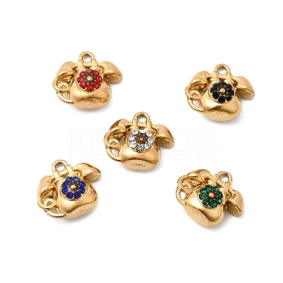 304 Stainless Steel Pave Rhinestone Charms STAS-G369-02G-1