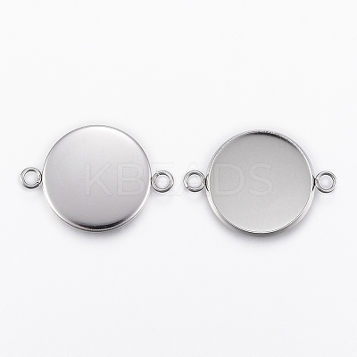 Non-Tarnish 304 Stainless Steel Cabochon Connector Settings X-STAS-E146-19P-18mm-1