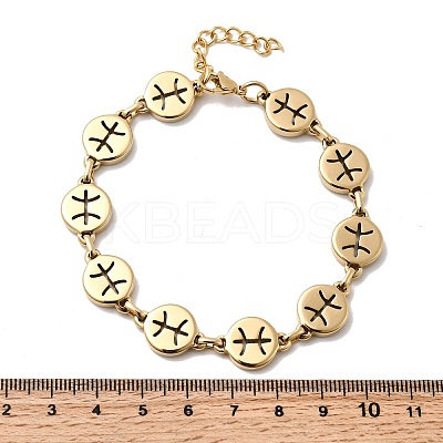 12 Constellations 304 Stainless Steel Link Chain Bracelets BJEW-I239-01G-04-1
