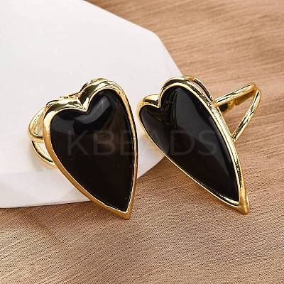 Heart Natural Obsidian Finger Rings RJEW-M076-03G-10-1