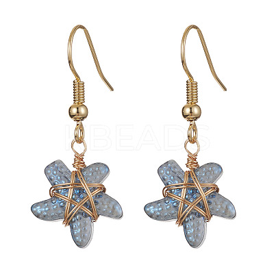 Lampwork Starfish Dangle Earrings EJEW-JE05443-1