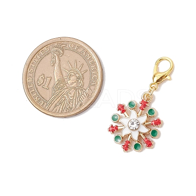 10Pcs Christmas Alloy Enamel Pendant Decorations HJEW-JM03681-1