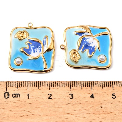 304 Stainless Steel Enamel Pendants STAS-Z145-10G-03-1