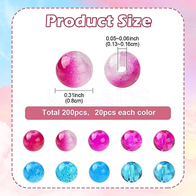 10 Colors Crackle & Baking Paint & Imitation Jade Glass Beads DGLA-YW0001-24A-1