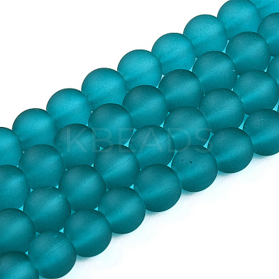 Frosted Transparent Glass Beads Strands X-GLAA-S031-8mm-37-01-1