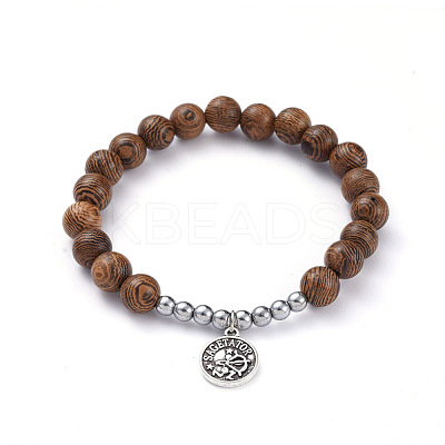 12 Constellation/Zodiac Sign Flat Round Tibetan Style Alloy Charm  Bracelets Sets BJEW-JB05168-1