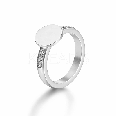 Elegant 304 Stainless Steel Round Rhinestone Ring Suitable for Daily Wear for Women LL7523-2-1