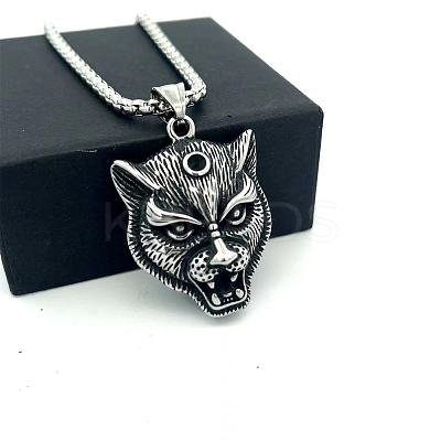 Vintage 304 Stainless Steel Lion Head Pendant Necklaces for Men Women OG9311-1