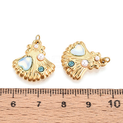 304 Stainless Steel Pave Crystal Rhinestone and ABS Imitation Pearl Resin Pendants STAS-T069-87B-1
