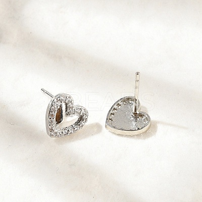 Brass Micro Pave Clear Cubic Zirconia Stud Earrings EJEW-R016-26P-05-1