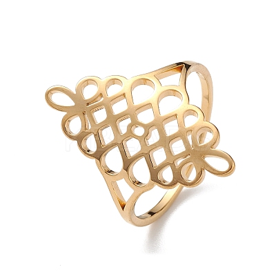Hollow Out Chinese Knot 304 Stainless Steel Finger Ring for Women RJEW-E073-09G-1