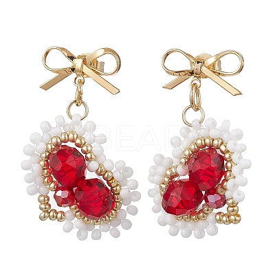 Handmade Glass Seed Beads Heart Stud Earrings EJEW-MZ00291-02-1