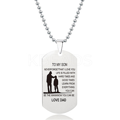 201 Stainless Steel To My Son Dog Tag Pendant Ball Chain Necklaces FS-WG527E6-04-1