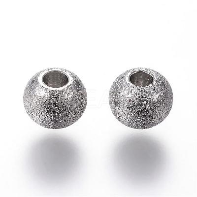 Tarnish Resistant 304 Stainless Steel Textured Beads STAS-P108-06P-1