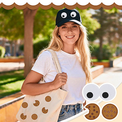40Pcs 3 Styles Chocolate Cookies Polyester Embroidered Cloth Patch PATC-OC0001-05-1