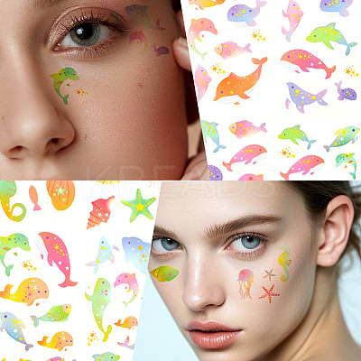 36Pcs 2 Style PVC Waterproof Self-Adhesive Picture Stickers STIC-SP0001-09A-1