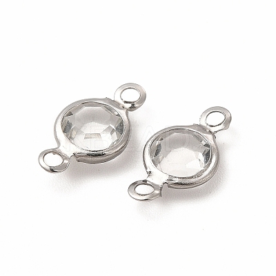 304 Stainless Steel with Glass Connector Charms STAS-G305-08P-03-1
