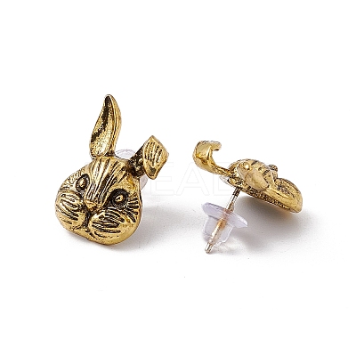 Alloy Rabbit Stud Earrings with 925 Sterling Silver Pins for Women EJEW-I275-01AG-1