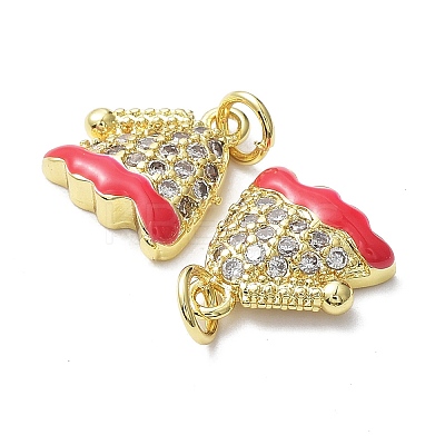 Brass with Clear Cubic Zirconia Enamel Charms KK-G469-08G-1