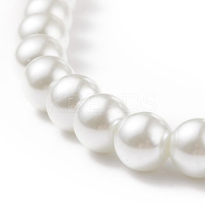 Glass Pearl Round Beaded Necklace for Men Women NJEW-JN03923-02-1