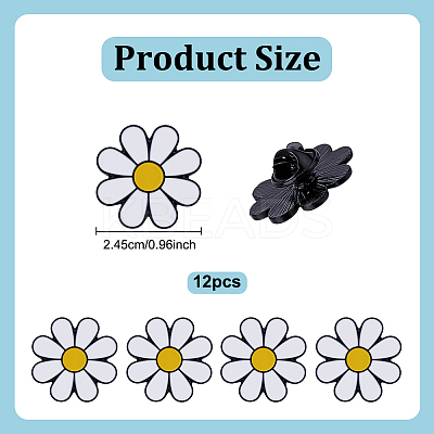 12Pcs White Daisy Enamel Pins JEWB-PH0001-49B-1