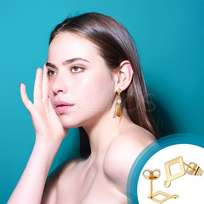 60Pcs 2 Colors 201 Stainless Steel Stud Earring Findings EJEW-UN0002-40-1