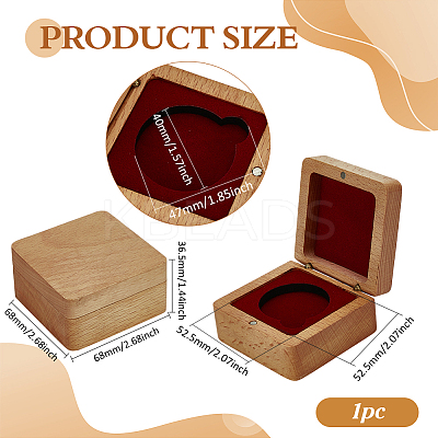 Square Beech Wooden Coin Storage Boxes CON-WH0099-61B-1