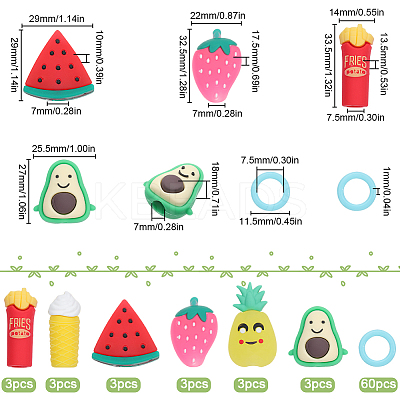 18Pcs Fruit Chips Ice Cream Cartoon Style Silicone Knitting Needle Stopper AJEW-SC0002-33-1