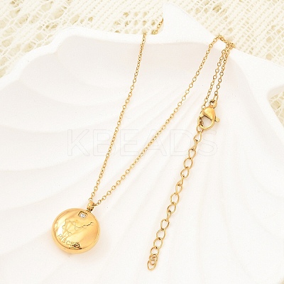 304 Stainless Steel Clear Cubic Zirconia Constellation Pendant Necklaces NJEW-R021-02G-06-1