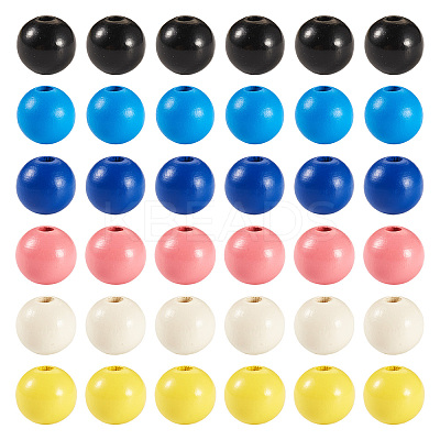240Pcs 6 Colors Natural Wooden Beads WOOD-TA0002-74B-1