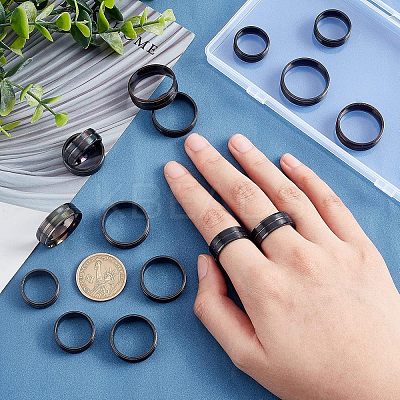 16Pcs 8 Size 316 Stainless Steel Grooved Finger Ring for Men Women RJEW-DC0001-09B-1