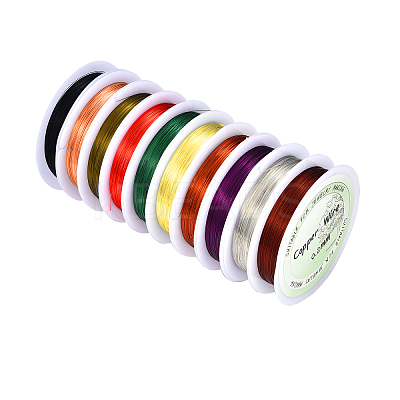 10 Rolls 10 Colors Round Copper Jewelry Wire CWIR-YW0001-04A-M-1