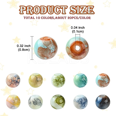 200Pcs 10 Colors Baking Paint Glass Beads GLAA-YW0004-36-1