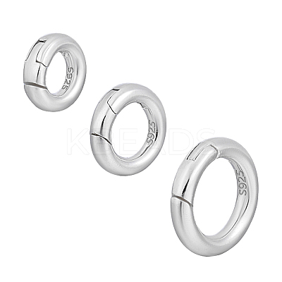 3Pcs 3 Style 925 Sterling Silver Spring Gate Rings STER-PH0003-31-1