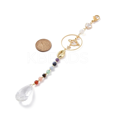 Glass Teardrop Chandelier Pendant Decorations HJEW-JM00854-1