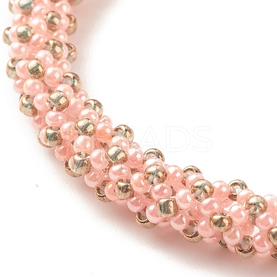Glass Seed Beaded Bracelet with Brass Magnetic Clasps BJEW-JB07801-04-1