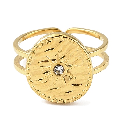 Ion Plating(IP) 304 Stainless Steel Open Cuff Ring for Women RJEW-F166-07G-01-1