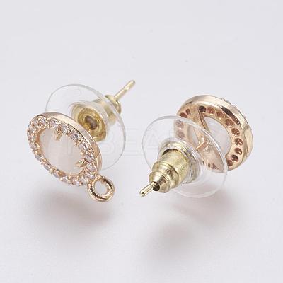 Faceted Glass Stud Earring Findings GLAA-F084-B08-1
