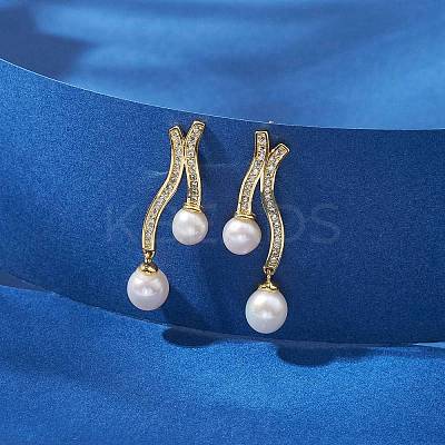 Natural Pearl Ear Studs EJEW-P286-46G-1