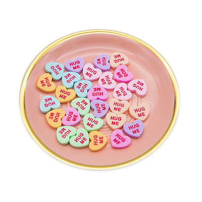 Opaque Resin Cabochons HEAR-PW0002-046B-1