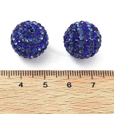 Stripe Pattern Polymer Clay Rhinestone Beads CLAY-NH0001-01I-1