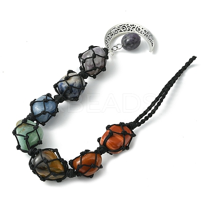 7 Chakra Gemstone Pouch Pendant Decorations HJEW-JM01239-1