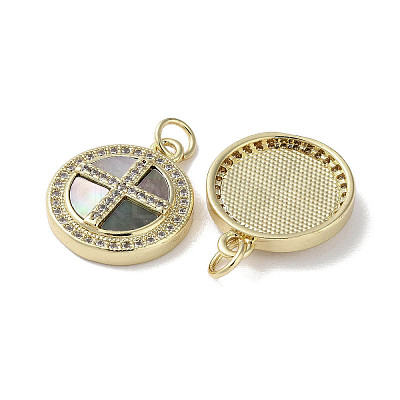 Brass Micro Pave Clear Cubic Zirconia Cross Pendants KK-G485-32G-02-1