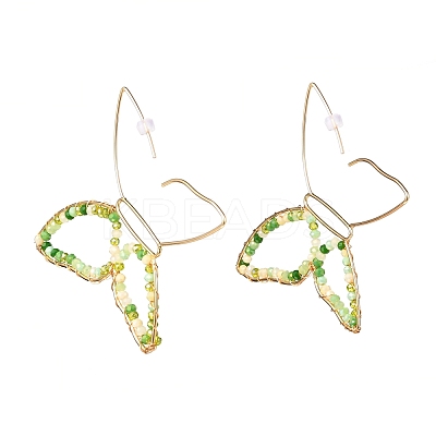 Butterfly Glass Beads Dangle Earrings for Girl Women EJEW-JE04658-03-1