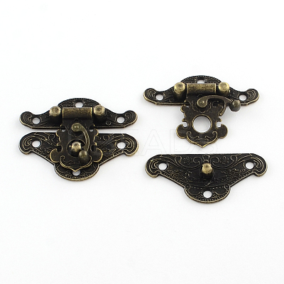 Wooden Box Lock Catch Clasps X-IFIN-R203-48AB-1