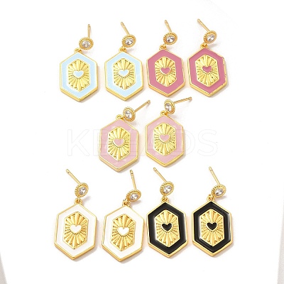 Brass Micro Pave Cubic Zirconia Stud Earrings EJEW-H091-07G-1